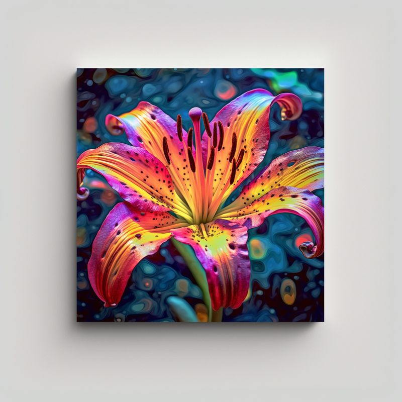 GENERICO - Lienzo Colorido De Lirio Psicodélico Arte 70x70 Cm
