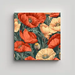 GENERICO - Cuadro Sublimado Vibrante Patrón Floral Poppy 80x80 Cm