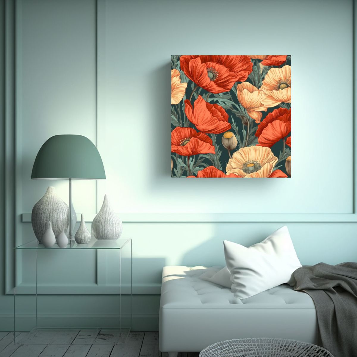 GENERICO - Cuadro Sublimado Vibrante Patrón Floral Poppy 50x50 Cm