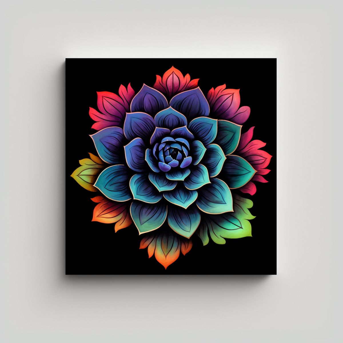 GENERICO - Suculenta Flor Colorida Exposición Imagen Canva 80x80 Cm