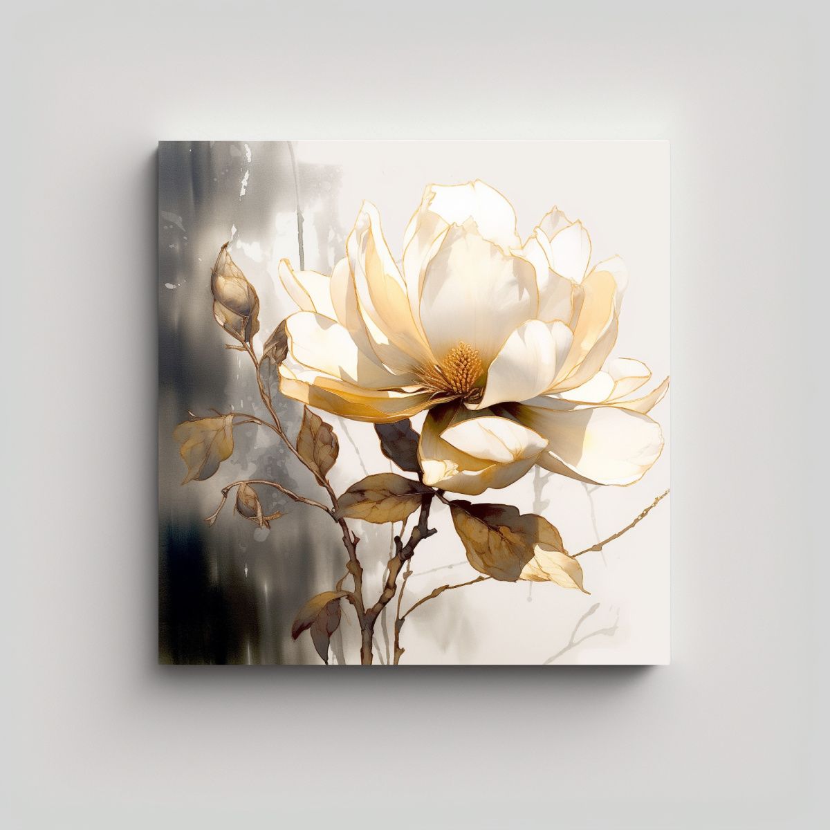 GENERICO - Arte Japonés Lienzo Magnolia Tinta Movimiento 90x90 Cm