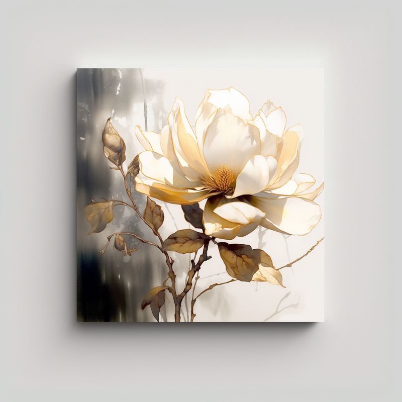 GENERICO - Arte Japonés Lienzo Magnolia Tinta Movimiento 60x60 Cm
