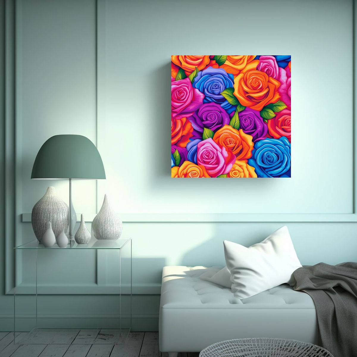 GENERICO - Vibrantes Colores Rosa Y Líneas Finales En 50x50 Cm