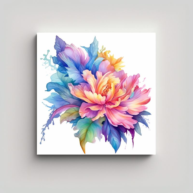 GENERICO - Fantasía Floral Acuarela Lienzo Arte Dibujo 90x90 Cm
