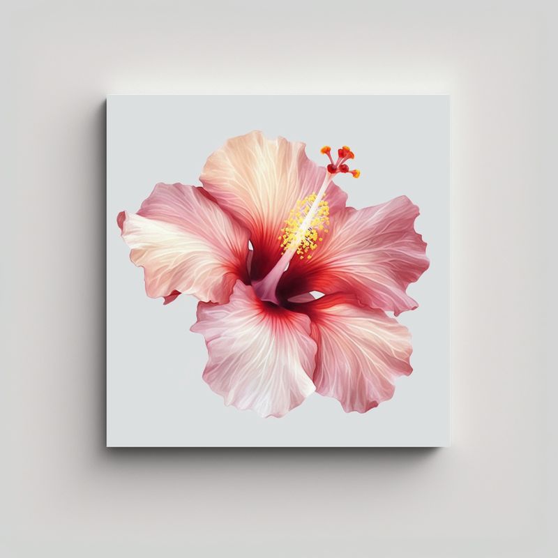 GENERICO - Realista Cuadro De Hibisco Refinado En Fondo 70x70 Cm