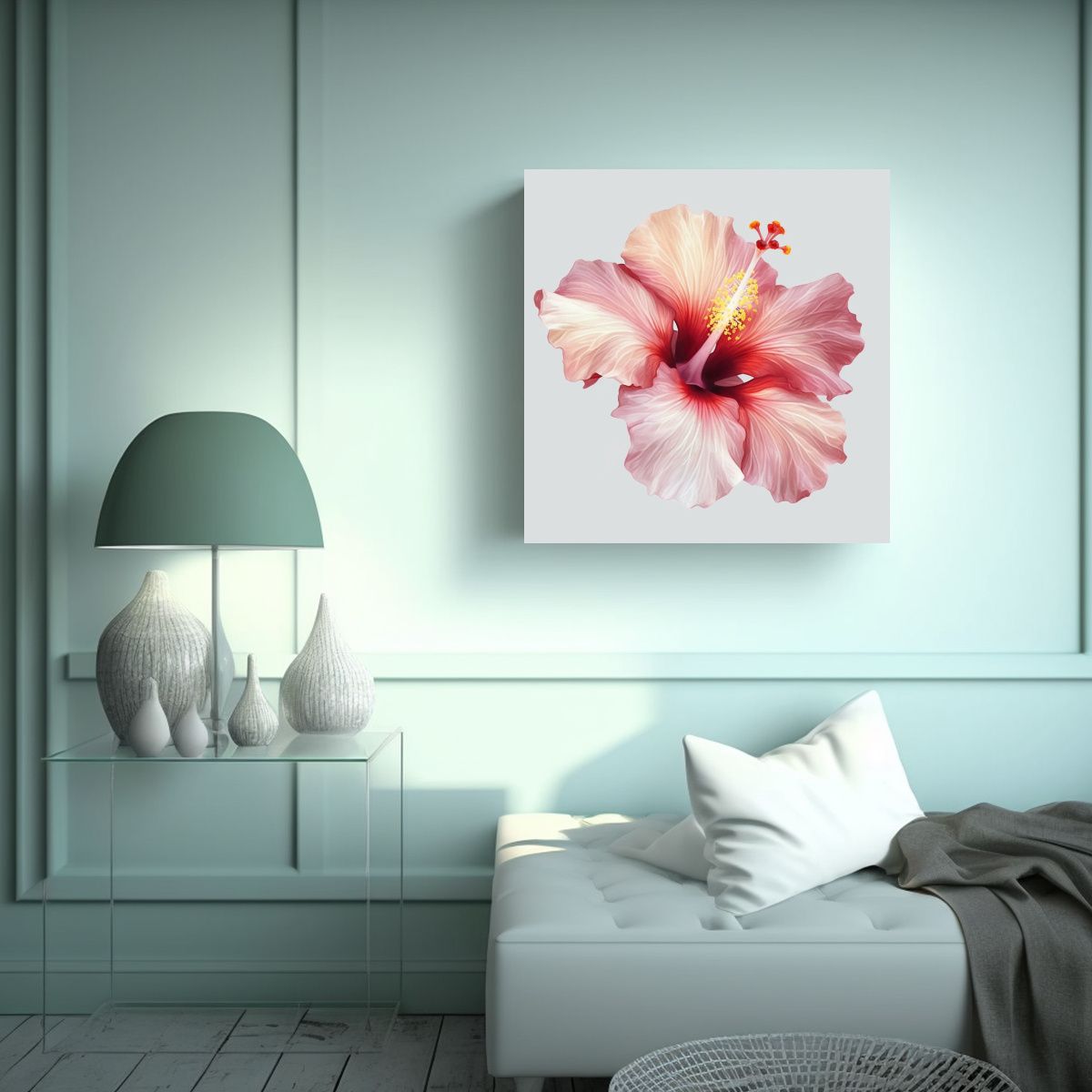 GENERICO - Realista Cuadro De Hibisco Refinado En Fondo 60x60 Cm