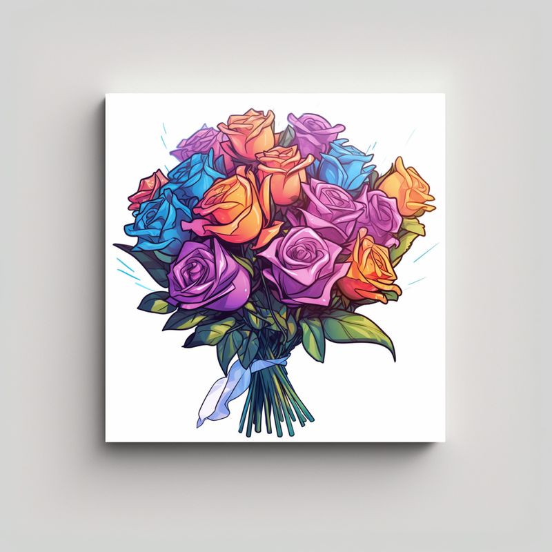 GENERICO - Ramo De Rosas Exóticas Diseño Minimalista 90x90 Cm