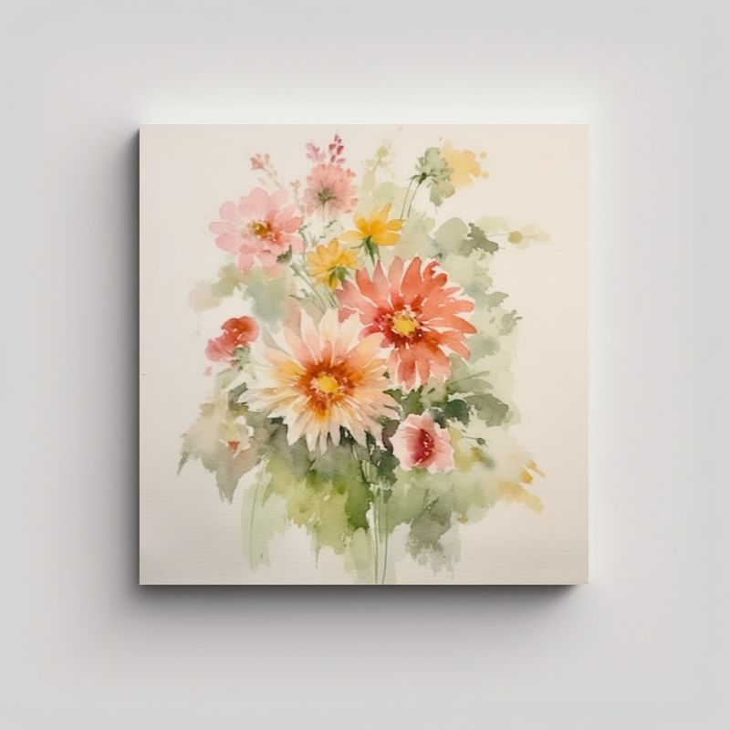 GENERICO - Pintura Floral Vintage Lienzo Hogar Deco Estilo 60x60 Cm