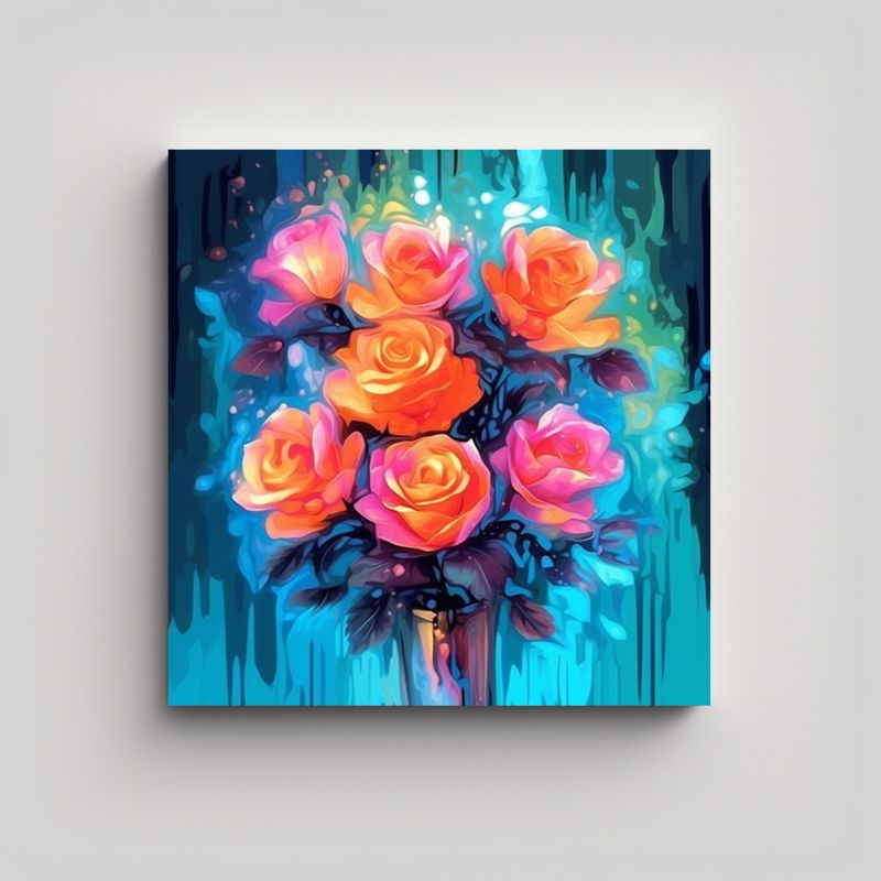 GENERICO - Bastidor De Tela, Color Neón Suave, Tema 80x80 Cm