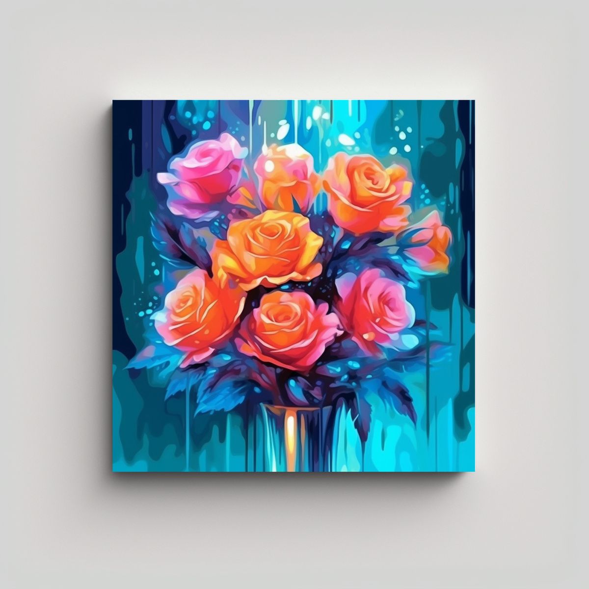 GENERICO - Esquema Tela Calidos Lienzo, Arte Suave Neón, 60x60 Cm