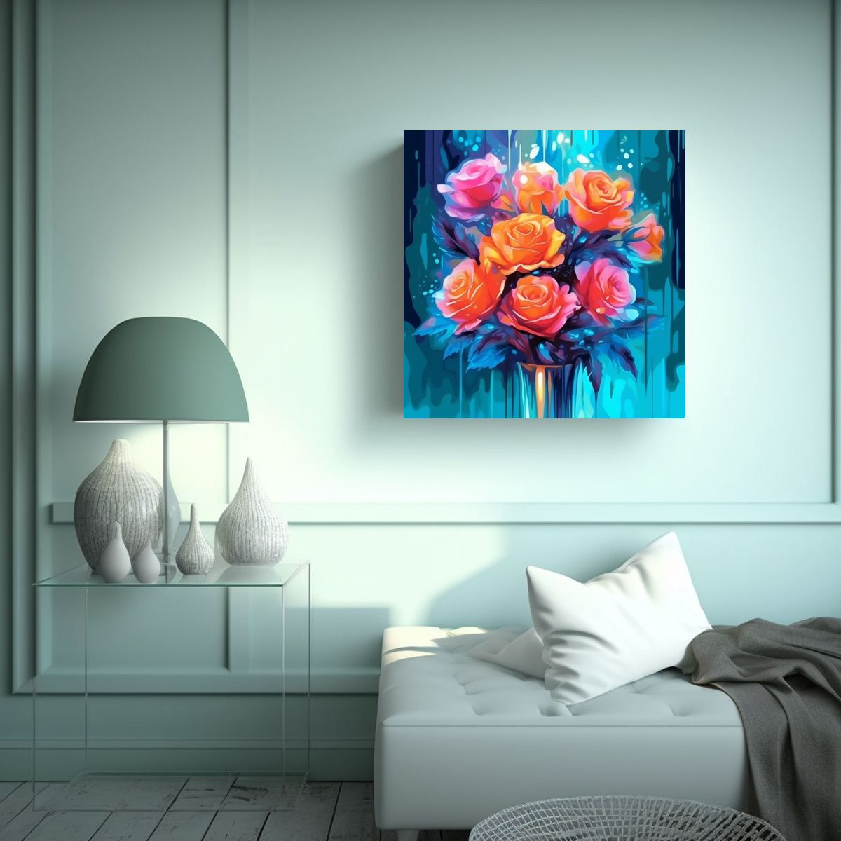 GENERICO - Esquema Tela Calidos Lienzo, Arte Suave Neón, 60x60 Cm