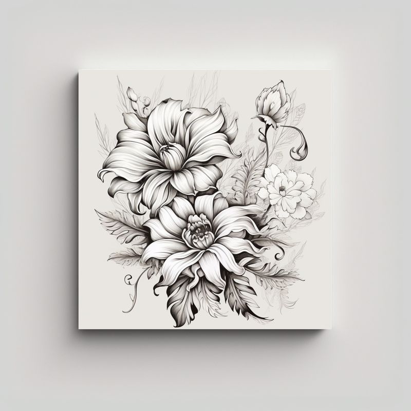 GENERICO - Flor Dibujada A Mano Estilo Delicado Arte Tela 70x70 Cm