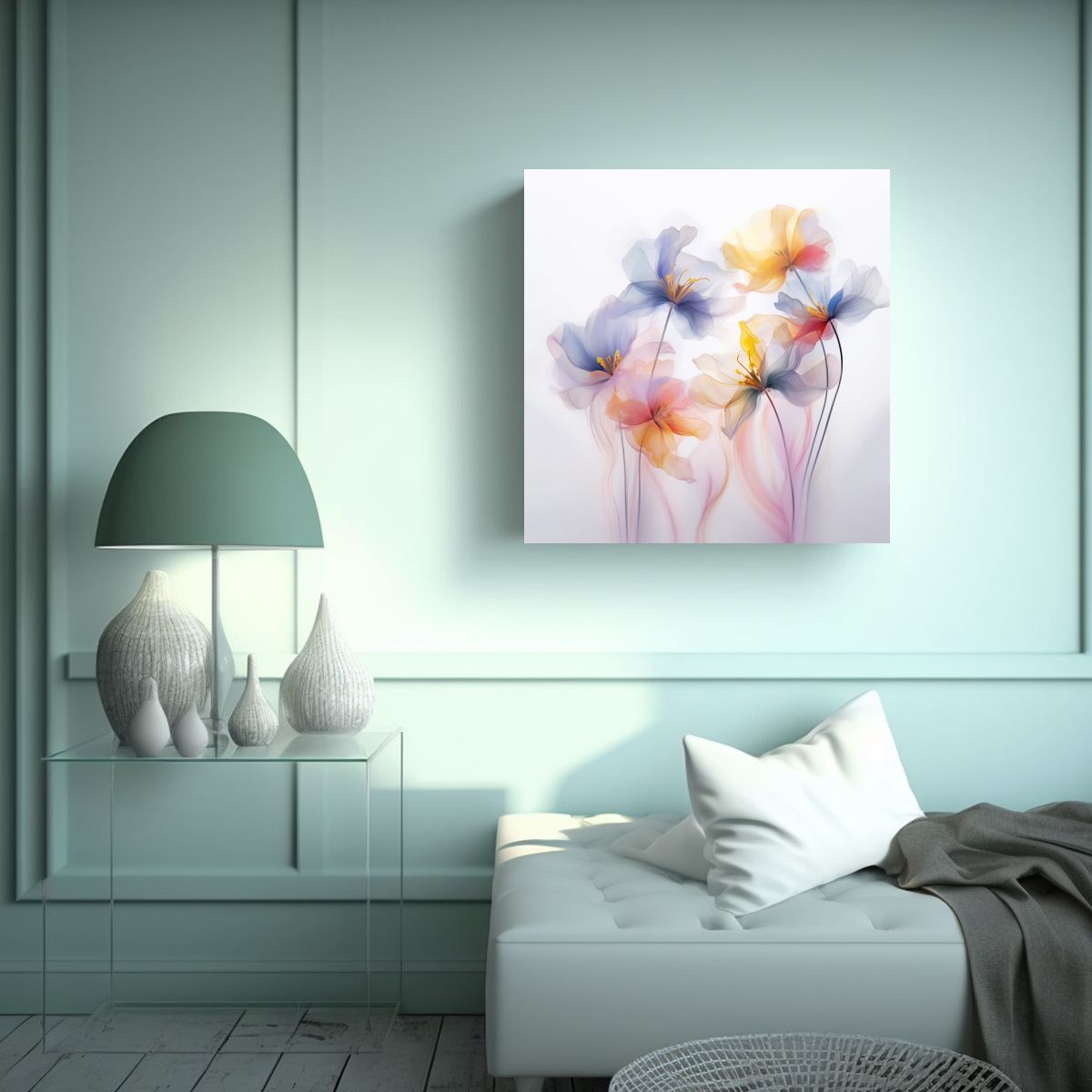 GENERICO - Cuadro Pop Art Inspirador Pastel Sueños Flores 80x80 Cm