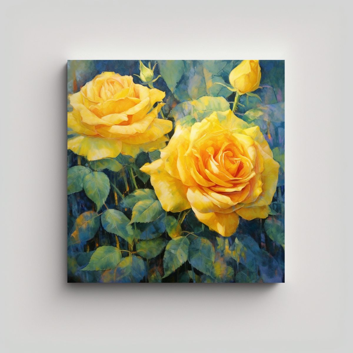 GENERICO - Arte De Pared Con Rosas Amarillas Brillantes, 60x60 Cm