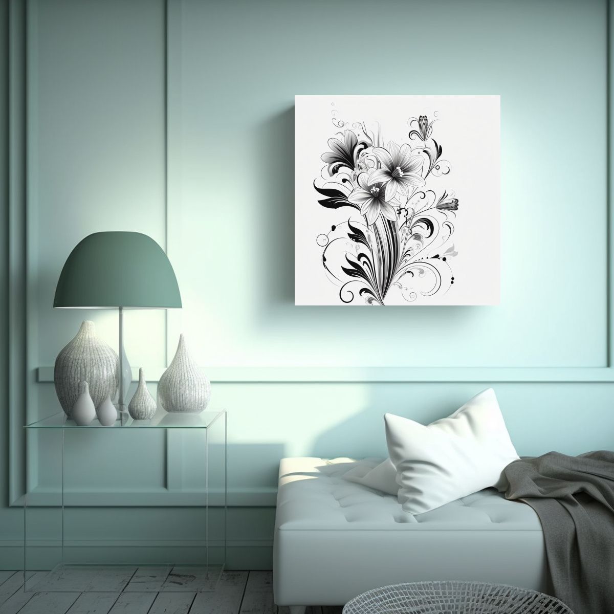 GENERICO - Arte Vectorial Simple Blanco Y Negro De Textura 70x70 Cm