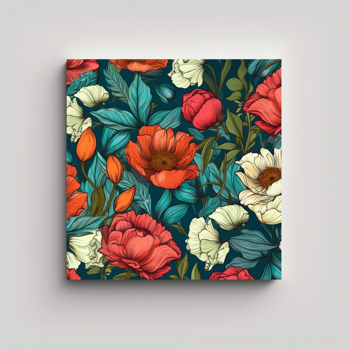 GENERICO - Patrón Sin Costuras Flores Acuarela Arte 90x90 Cm