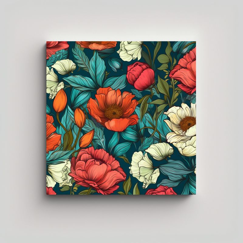 GENERICO - Patrón Sin Costuras Flores Acuarela Arte 90x90 Cm