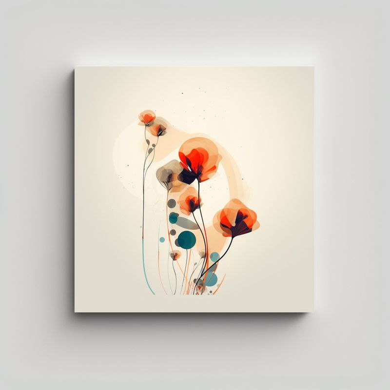 GENERICO - Cuadro Floral Minimalista Abstracto Para 80x80 Cm