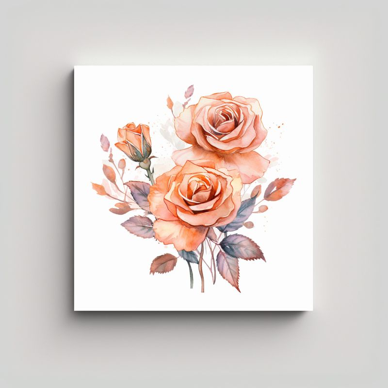 GENERICO - Cuadro Expresión Temática Flores Oro Rosa 60x60 Cm