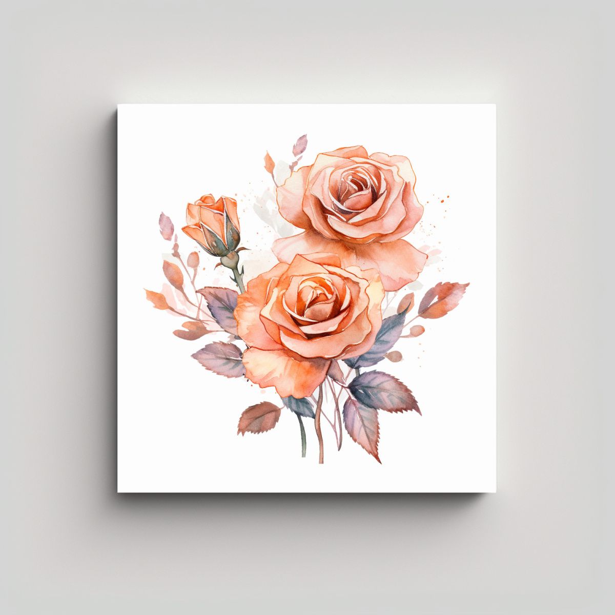 GENERICO - Cuadro Expresión Temática Flores Oro Rosa 50x50 Cm