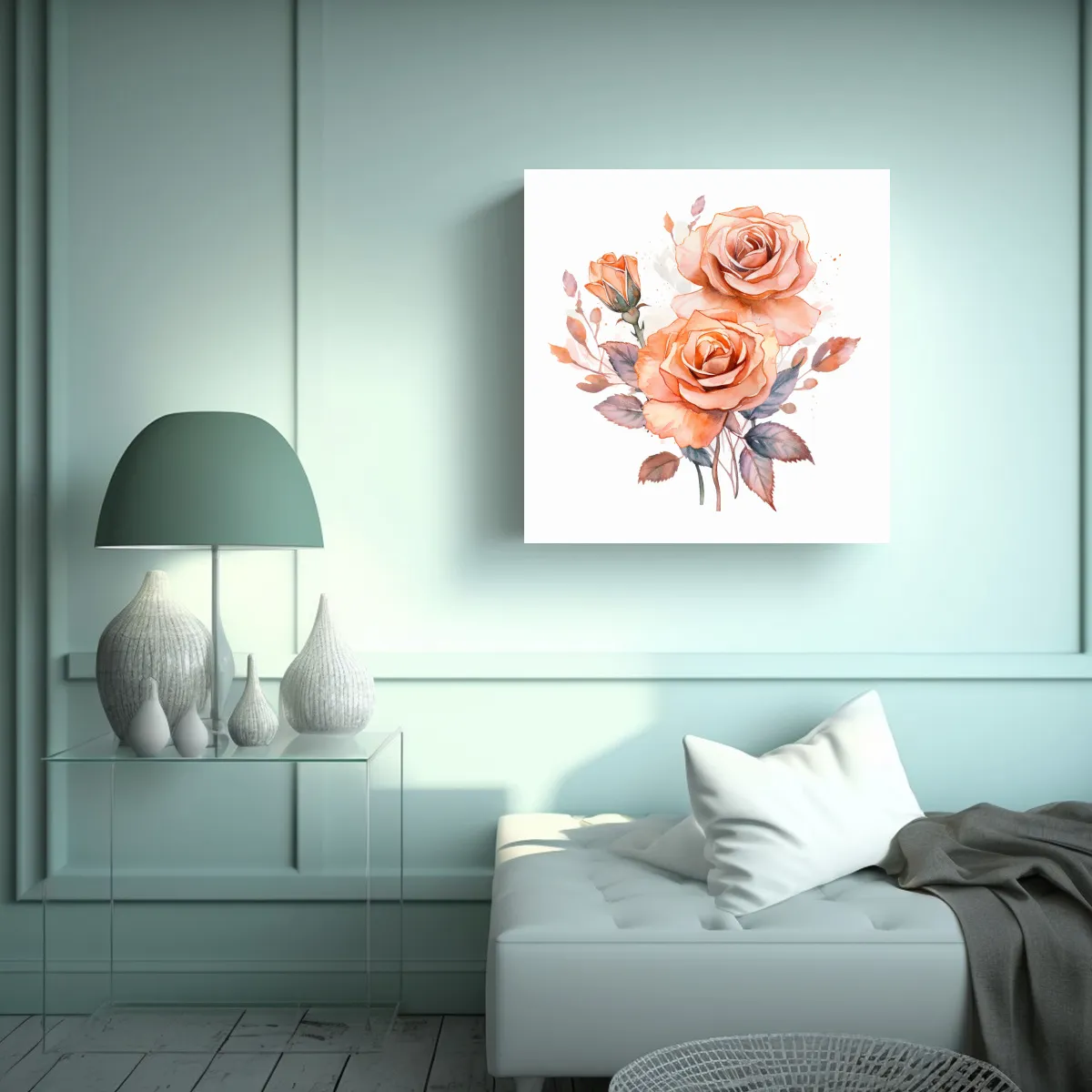 GENERICO - Cuadro Expresión Temática Flores Oro Rosa 50x50 Cm