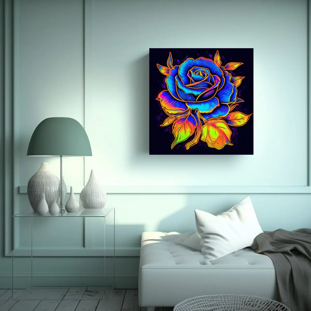 GENERICO - Diseño De Sublimación De Rosa Amarilla Neon En 70x70 Cm