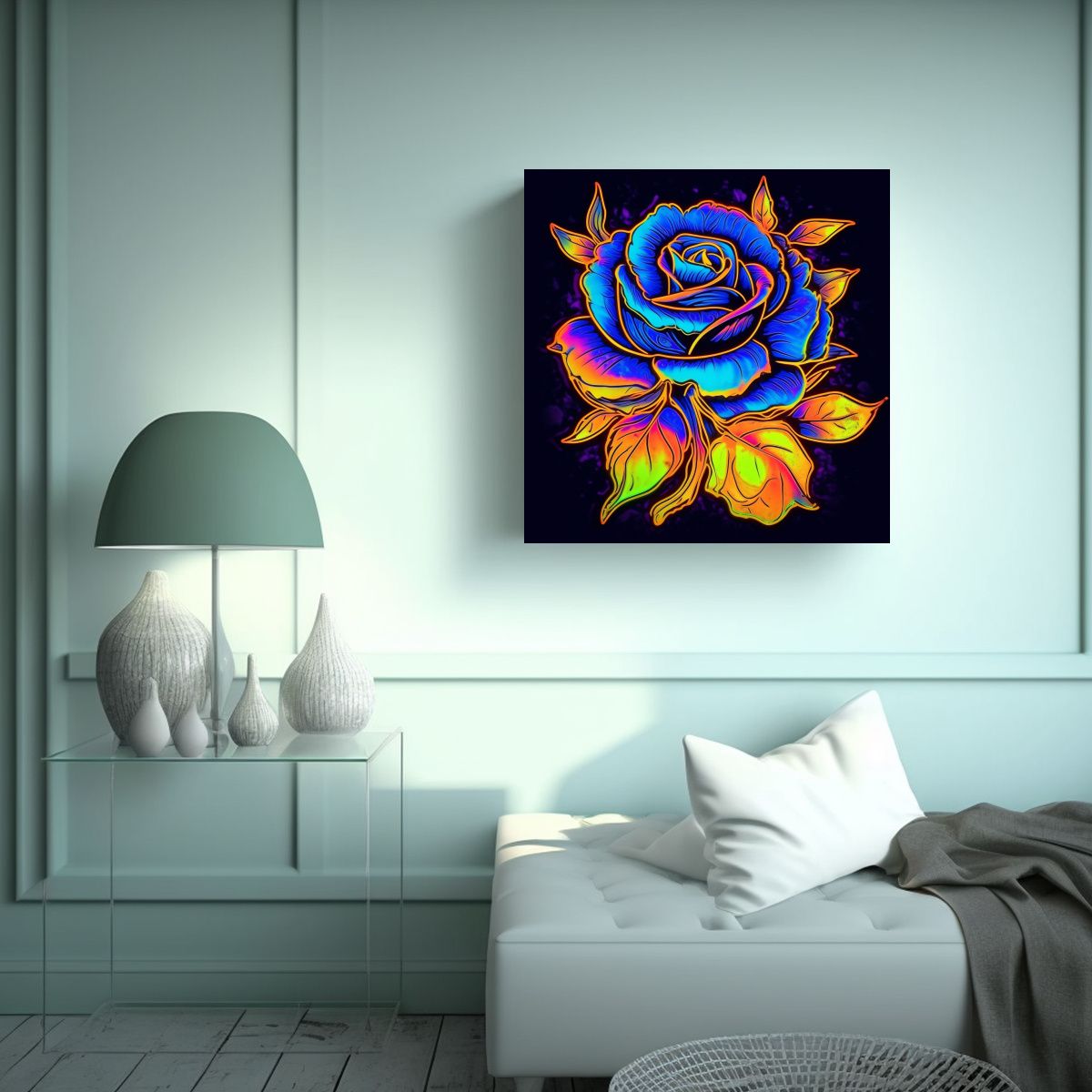 GENERICO - Diseño De Sublimación De Rosa Amarilla Neon En 50x50 Cm