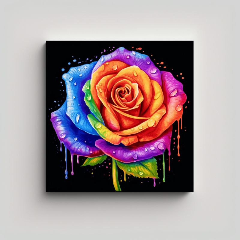GENERICO - Lienzo Colorido Rosa Arcoíris Diseño 80x80 Cm
