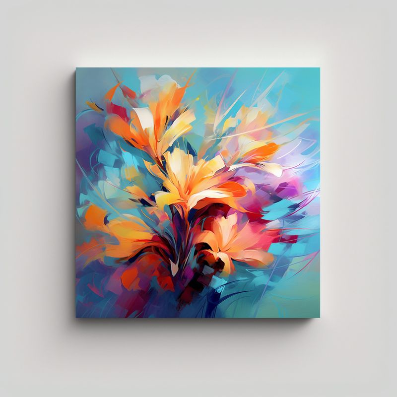 GENERICO - Futurista Lienzo Floral Suave Pinceladas 80x80 Cm