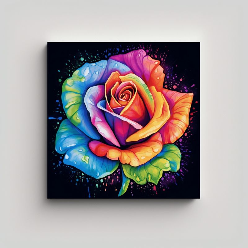 GENERICO - Esquema Hermoso De Rosa Arcoíris Diseño De 60x60 Cm
