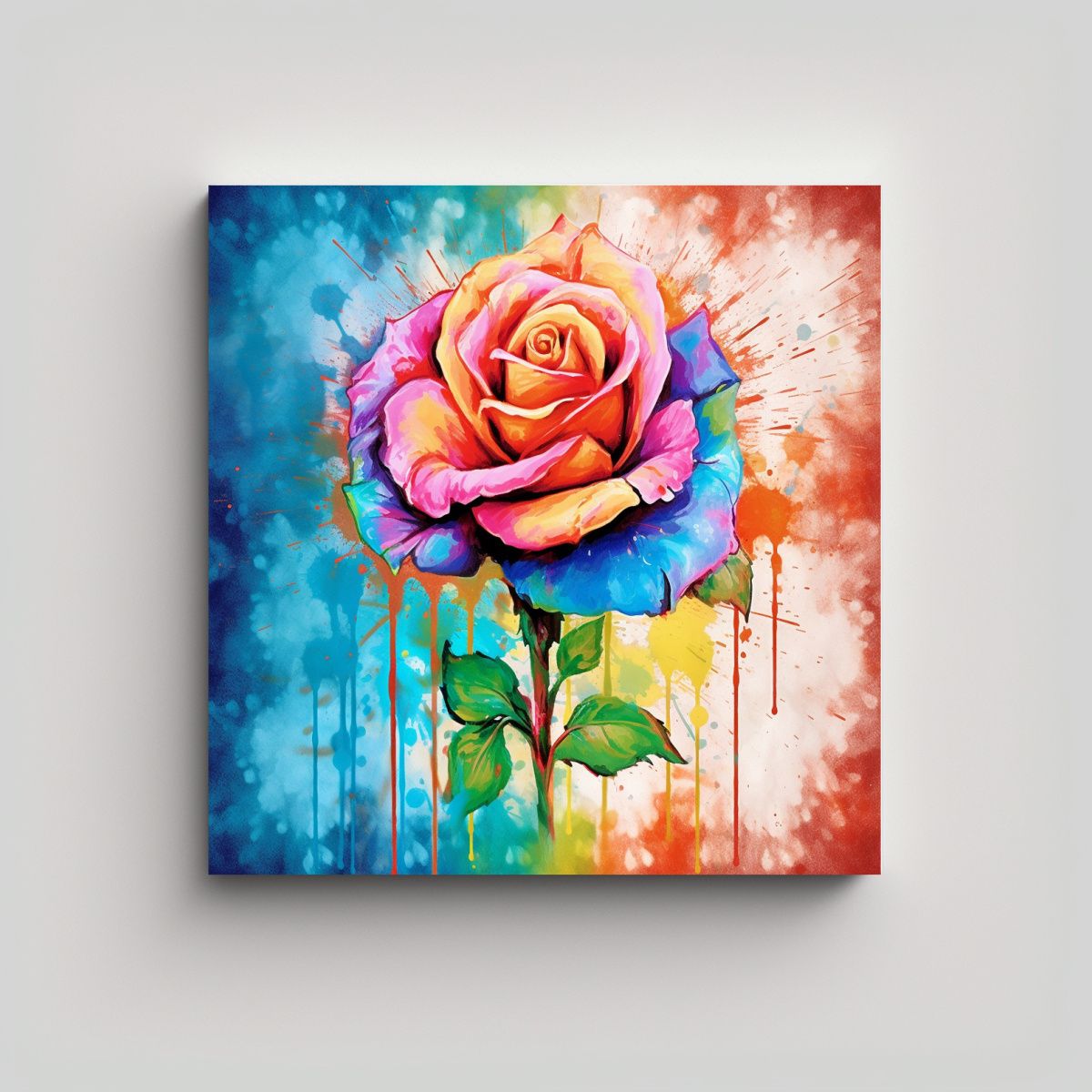 GENERICO - Diseño Sublimado Multicolor Rosa Lienzo De 80x80 Cm