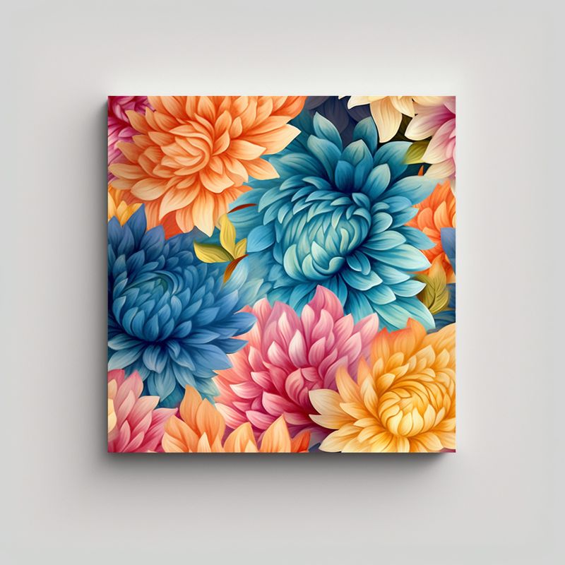 GENERICO - Patrón Floral Acuarela 8k 3D Detallado Arte 90x90 Cm