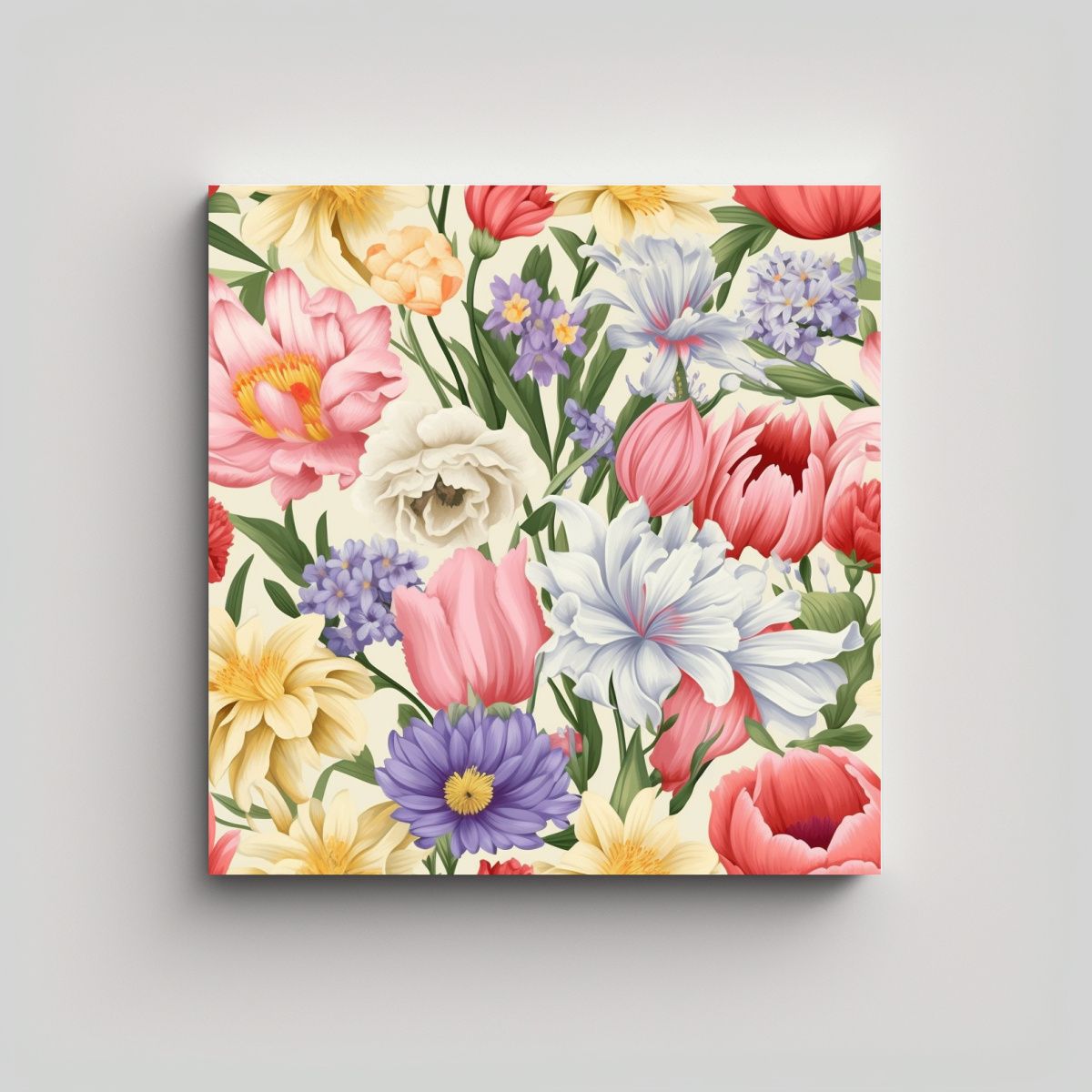 GENERICO - Patrón Floral Enigmático Lienzo Alta Calidad 90x90 Cm