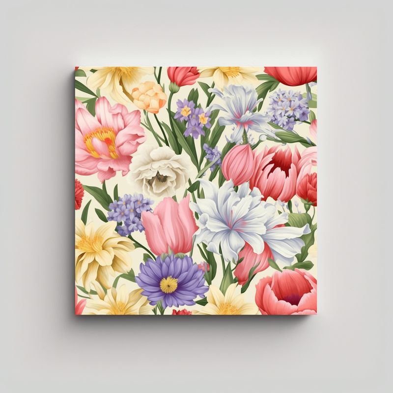 GENERICO - Patrón Floral Enigmático Lienzo Alta Calidad 80x80 Cm