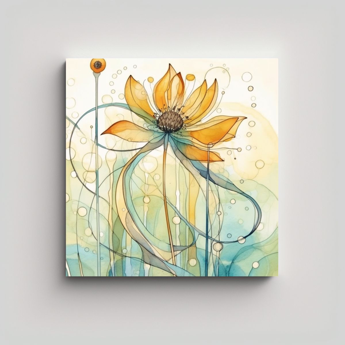 GENERICO - Concepto Equilibrio Arte Abstracto Flor Amarilla 90x90 Cm