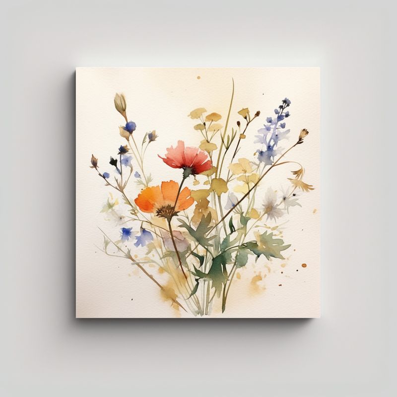 GENERICO - Arte Minimalista Acuarela Ikebana Flores 60x60 Cm