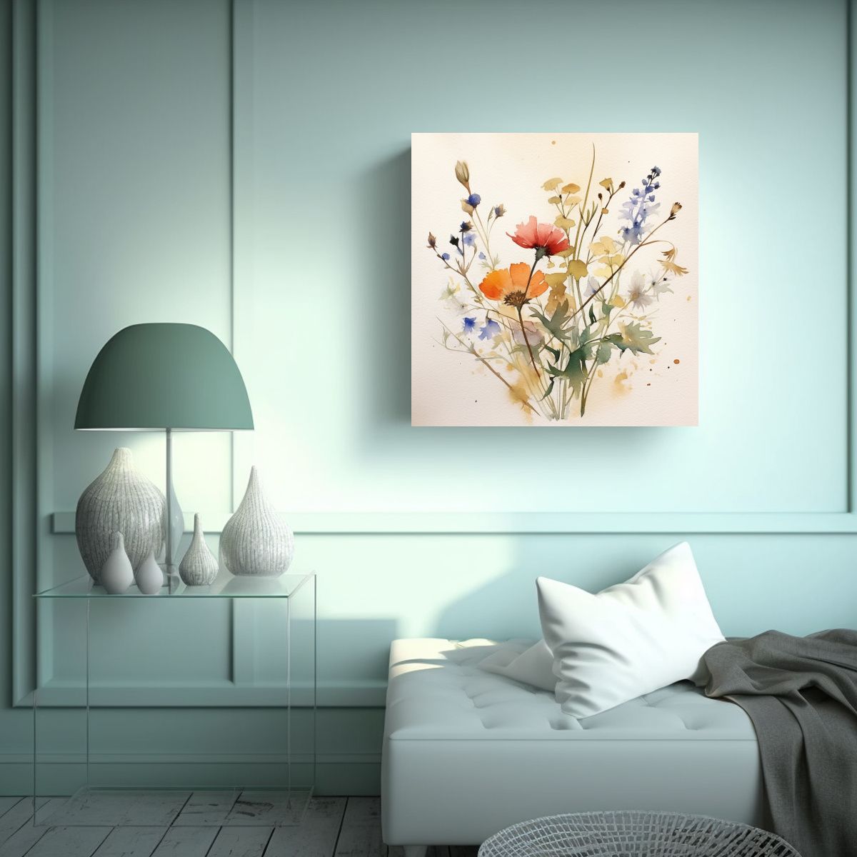 GENERICO - Arte Minimalista Acuarela Ikebana Flores 50x50 Cm