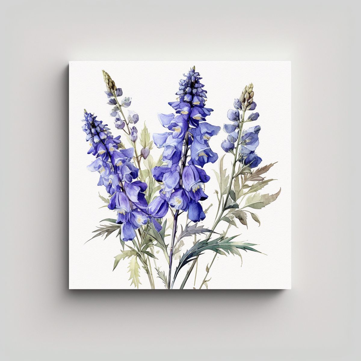 GENERICO - Arte Botánico Delphinium SP Vintage, Lienzo 70x70 Cm