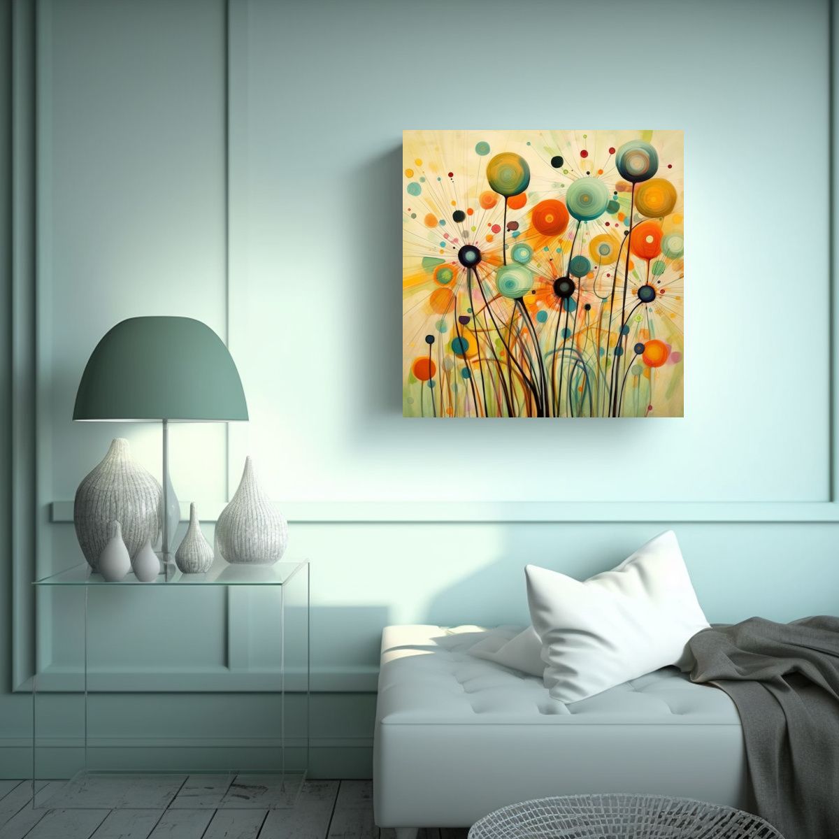 GENERICO - Arte Abstracto Calidos Flores Estilo Sylvie 90x90 Cm