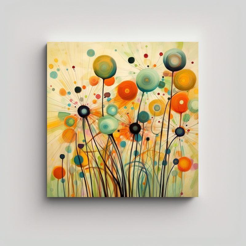 GENERICO - Arte Abstracto Calidos Flores Estilo Sylvie 60x60 Cm