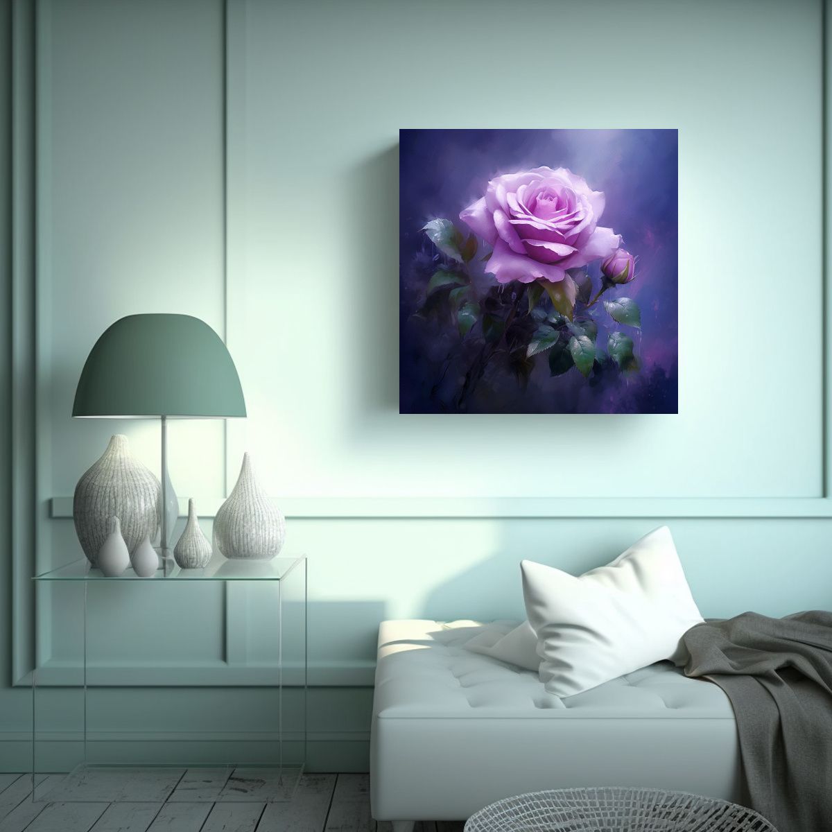 GENERICO - Pared Morada Rosa Lienzo Arte Digital Surrealista 60x60 Cm