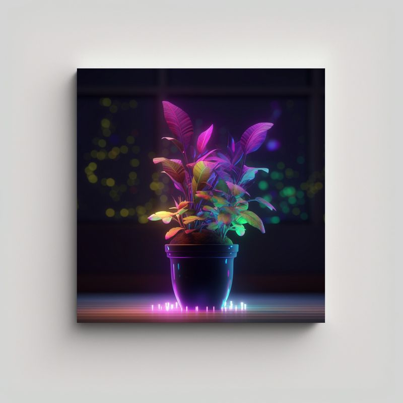 GENERICO - Cuadro Luminoso De Planta Robótica En Maceta 80x80 Cm