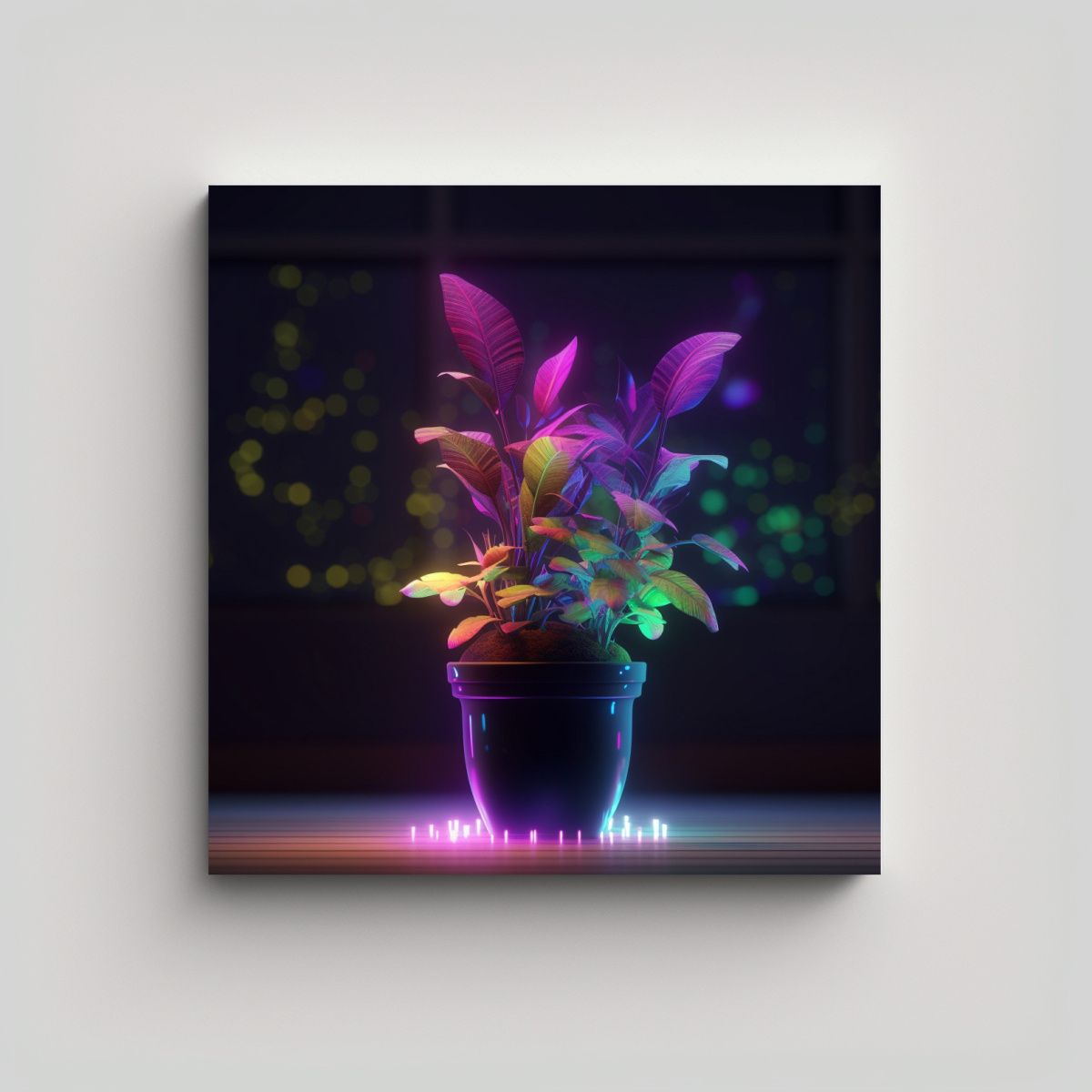 GENERICO - Cuadro Luminoso De Planta Robótica En Maceta 70x70 Cm