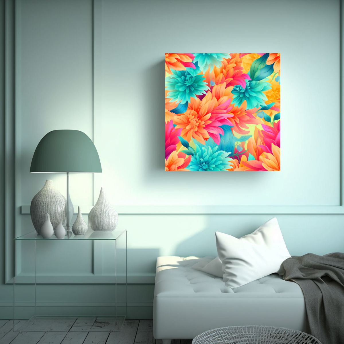 GENERICO - Patrón Floral Vibrante Sueños Composición 50x50 Cm
