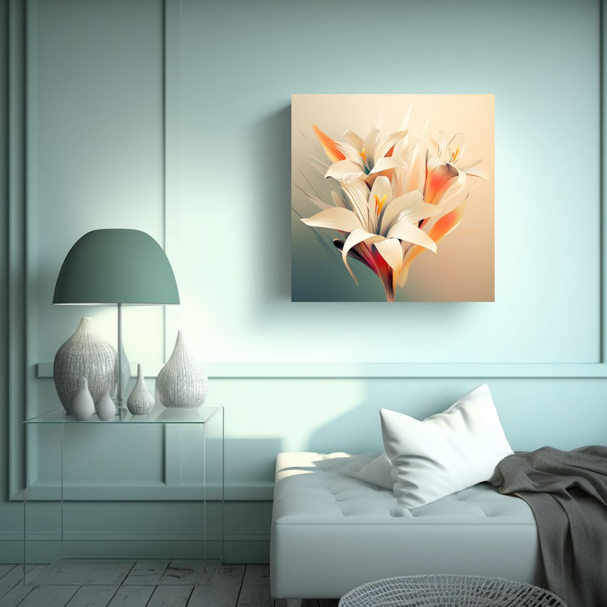 GENERICO - Cuadro Abstracto Flores Alta Definición Calidad 80x80 Cm