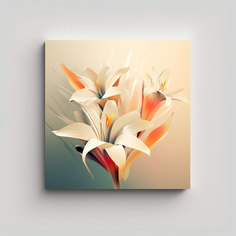 GENERICO - Cuadro Abstracto Flores Alta Definición Calidad 60x60 Cm