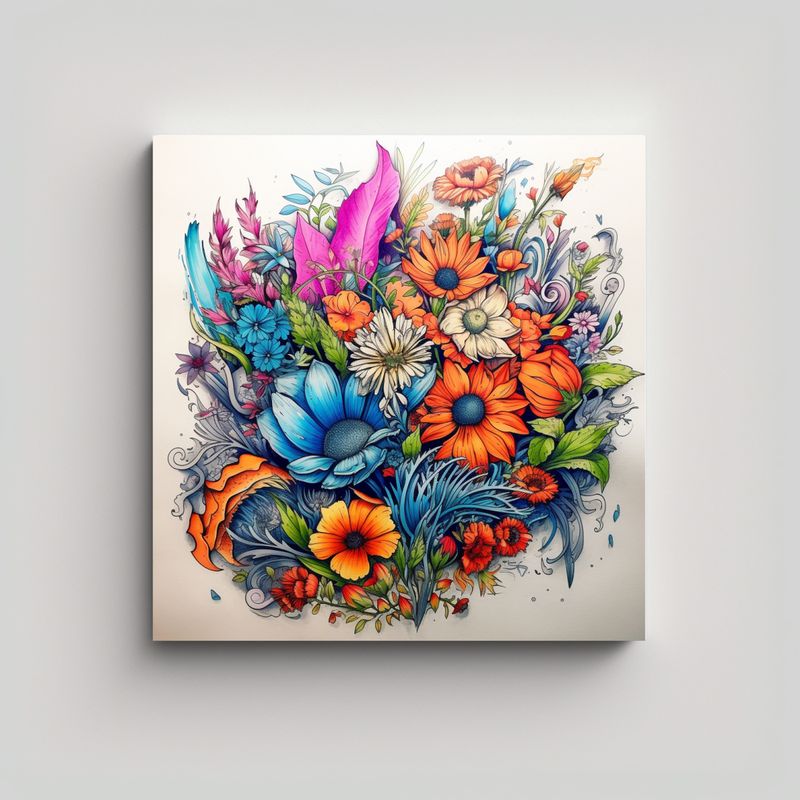 GENERICO - Cuadro Lienzo De Flores Silvestres Resistente 70x70 Cm