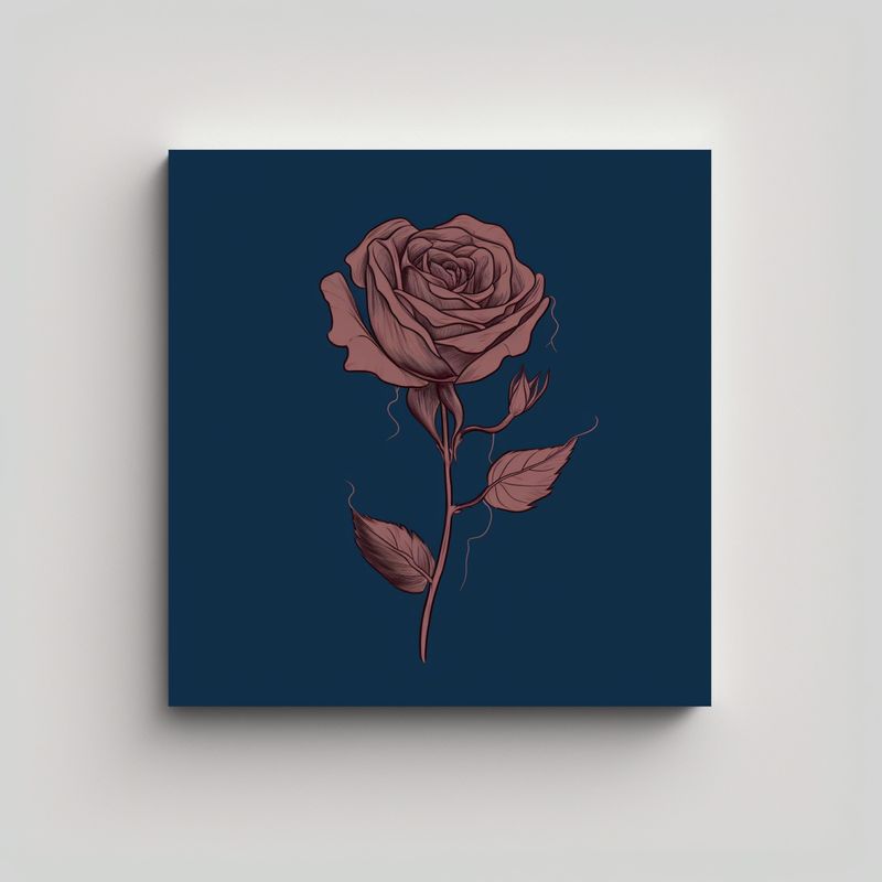 GENERICO - Estilo Galería Cuadro Único Dibujo Línea Rosa 90x90 Cm