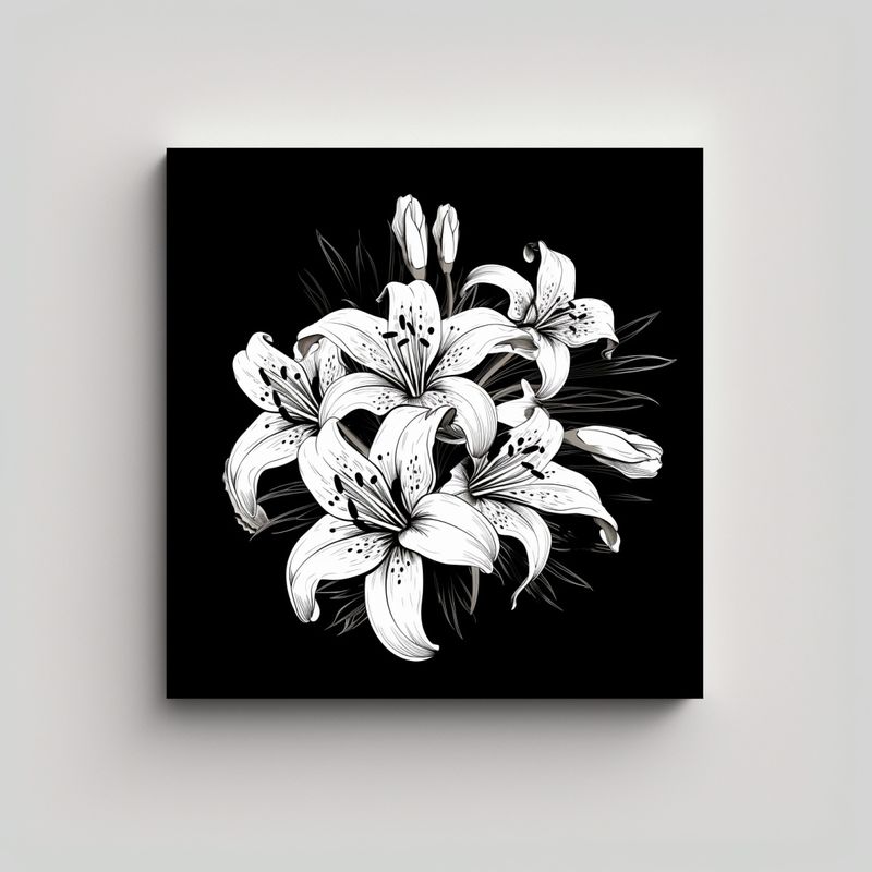 GENERICO - Lienzo Monocromo Bunch De Lirios Vista Superior 90x90 Cm