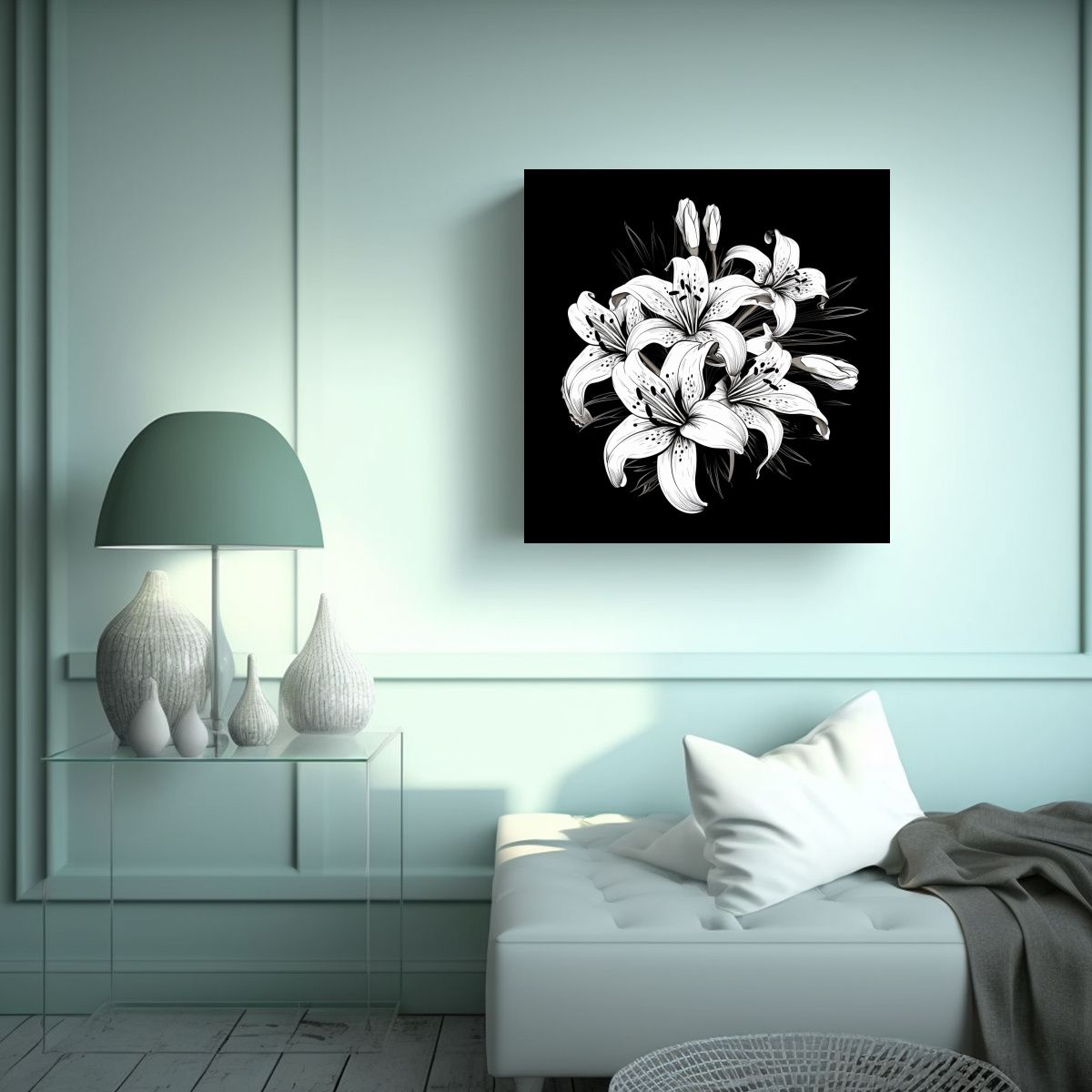 GENERICO - Lienzo Monocromo Bunch De Lirios Vista Superior 50x50 Cm